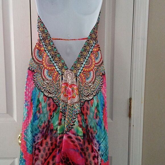 Ranee’s Miami Multicolor Animal Print Hawaiian Resortwear Halter  Dress NWOT  OS - Picture 9 of 11
